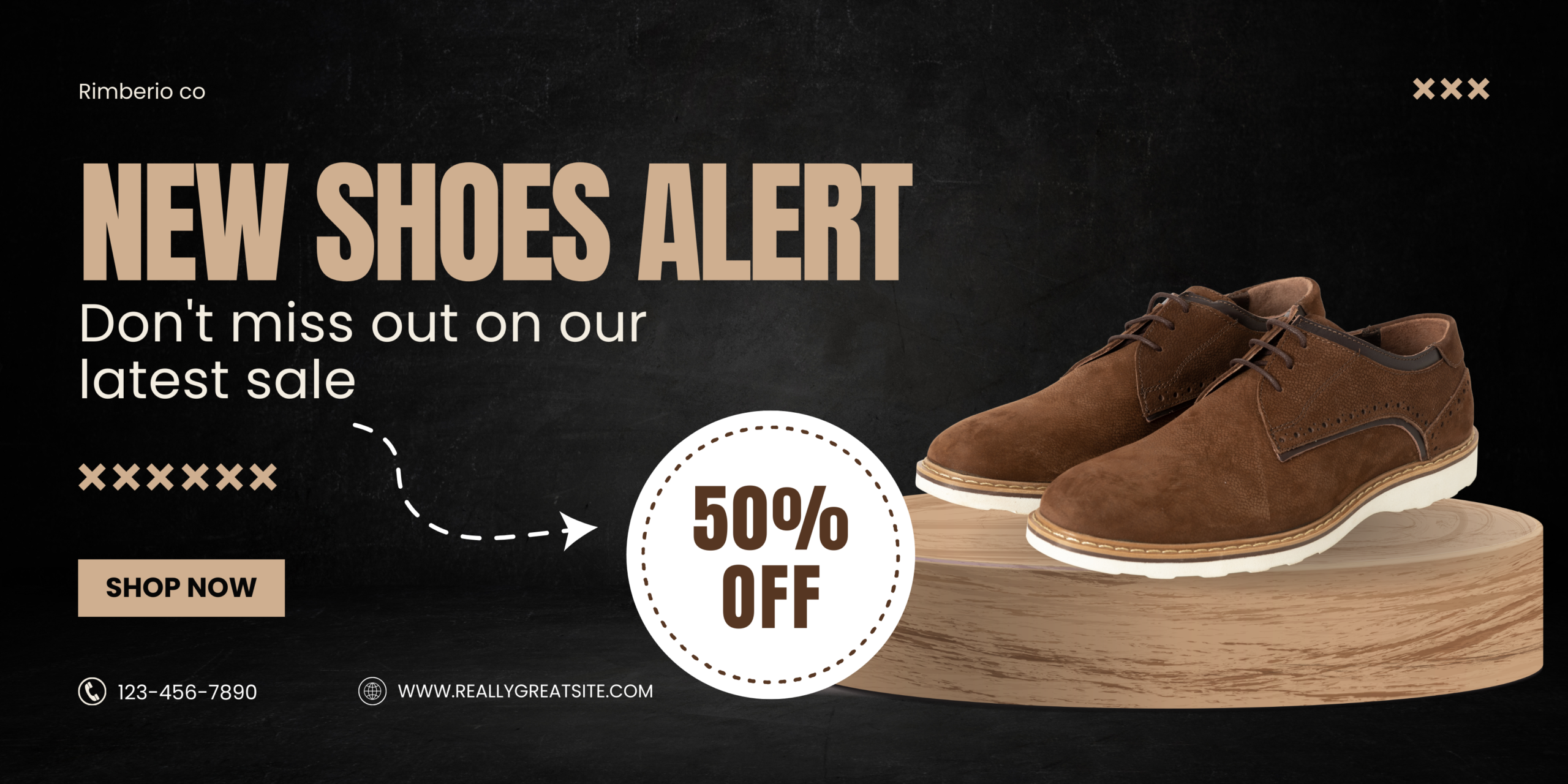 Black & Brown Simple New shoes alert Banner